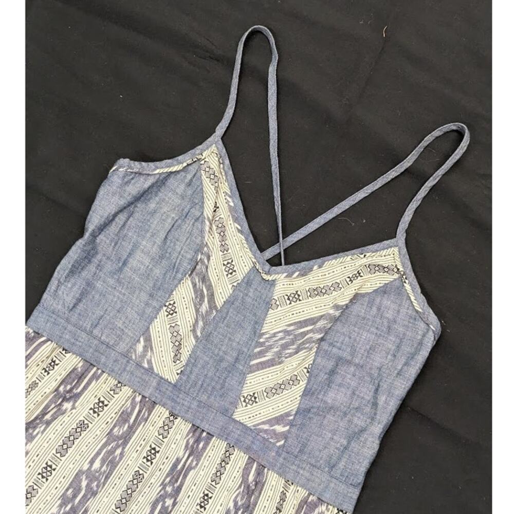 NWT Staring At Stars Blue Denim Aztec Tunic Mini Dress Spaghetti Strap Sz L